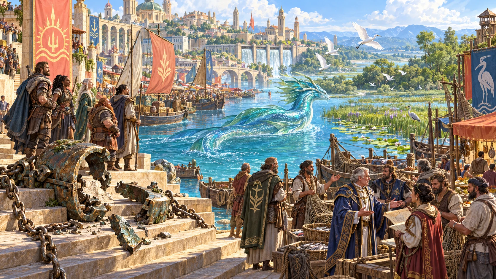 Illustration of one party action shaping a wider fantasy setting